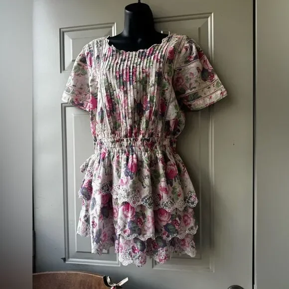 Loveshackfancy Mavis Ruffle Eyelet Floral Mini Dress Size Small - Picture 6 of 16